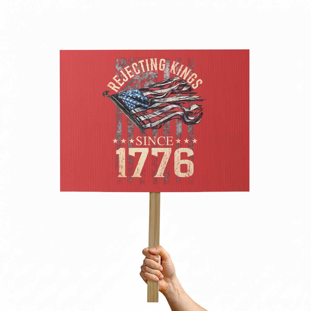 Funny Rejecting Kings Since 1776 Protest Sign Vintage American Flag - Wonder Print Shop