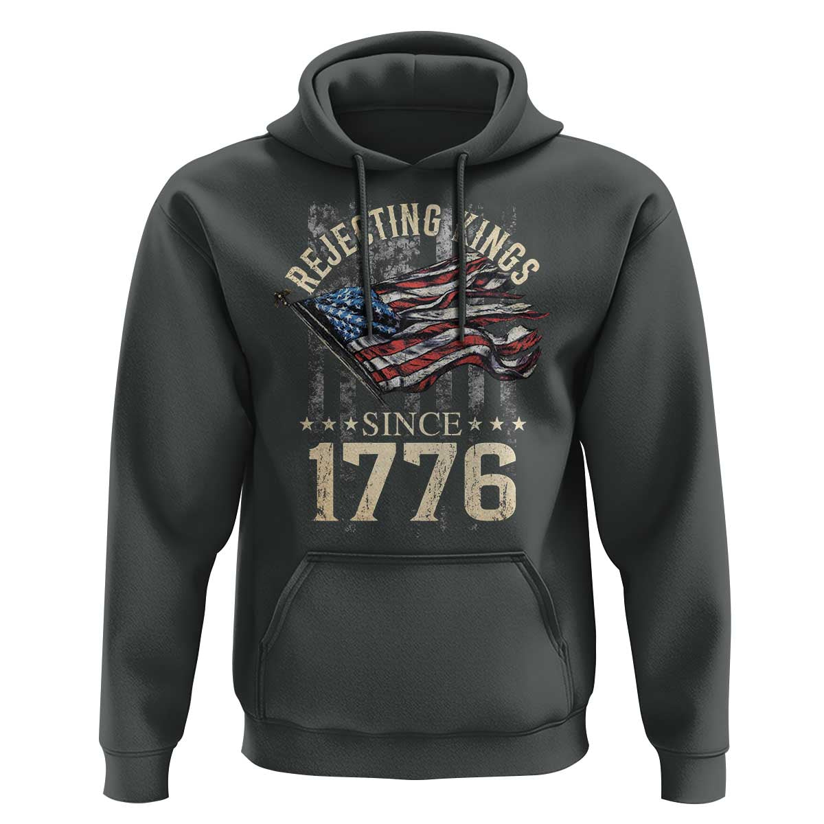 Funny Rejecting Kings Since 1776 Hoodie Vintage American Flag