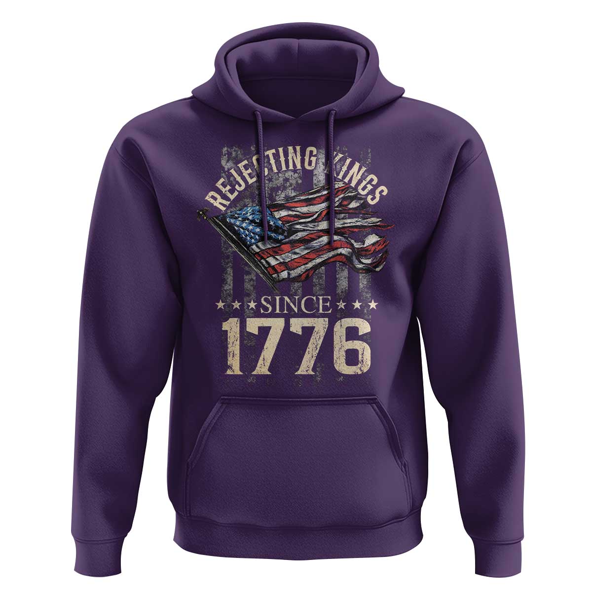 Funny Rejecting Kings Since 1776 Hoodie Vintage American Flag