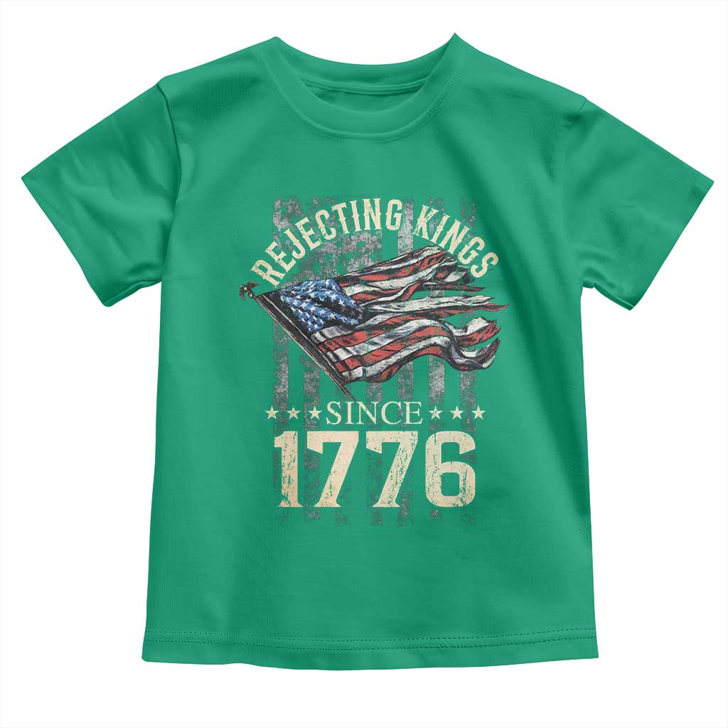 Funny Rejecting Kings Since 1776 Toddler T Shirt Vintage American Flag