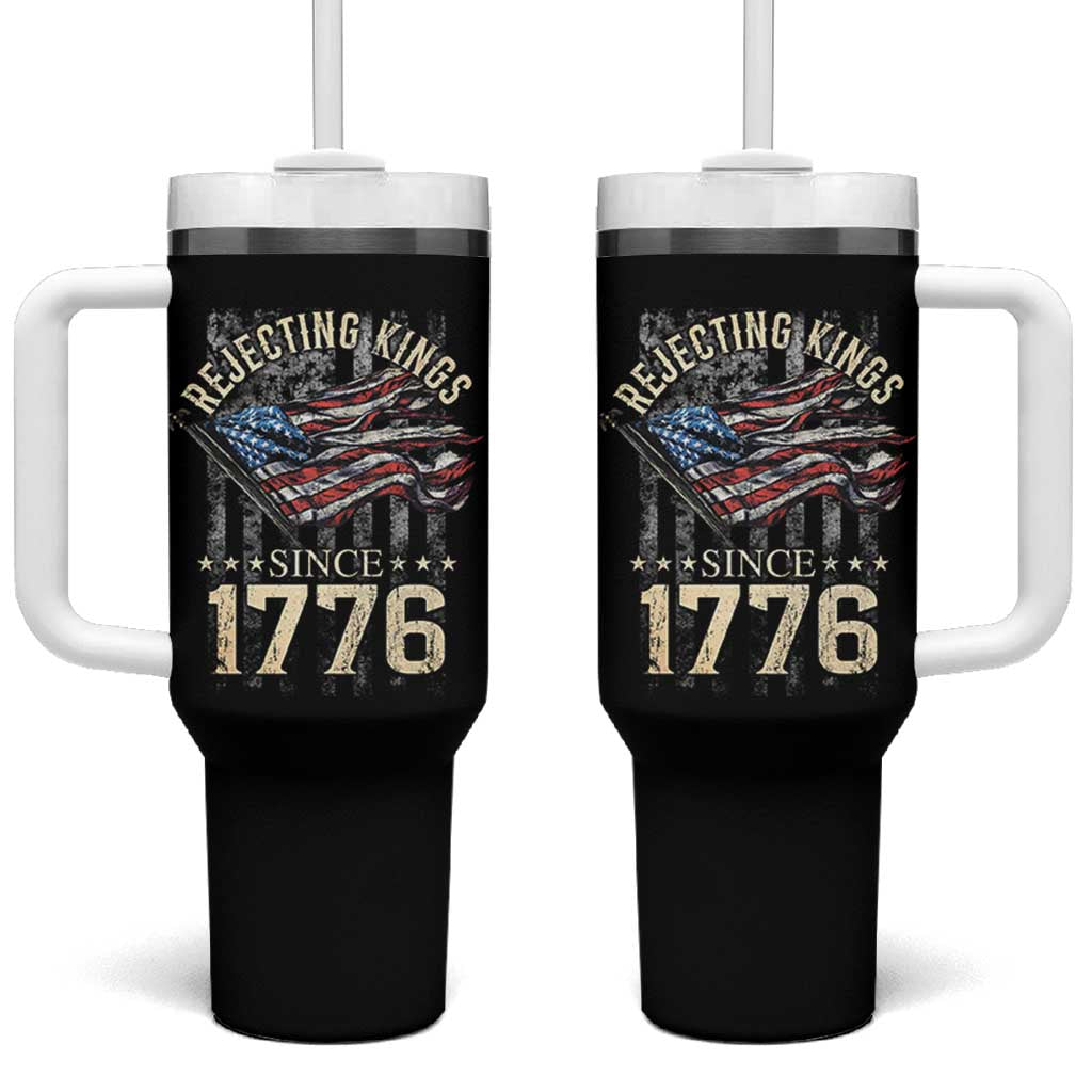 Funny Rejecting Kings Since 1776 Tumbler With Handle Vintage American Flag