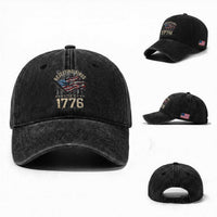 Funny Rejecting Kings Since 1776 Washed Cotton Baseball Cap Vintage American Flag