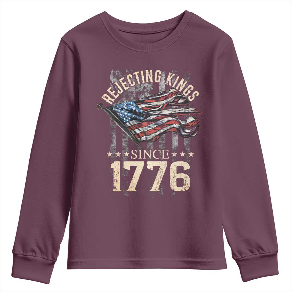 Funny Rejecting Kings Since 1776 Youth Sweatshirt Vintage American Flag