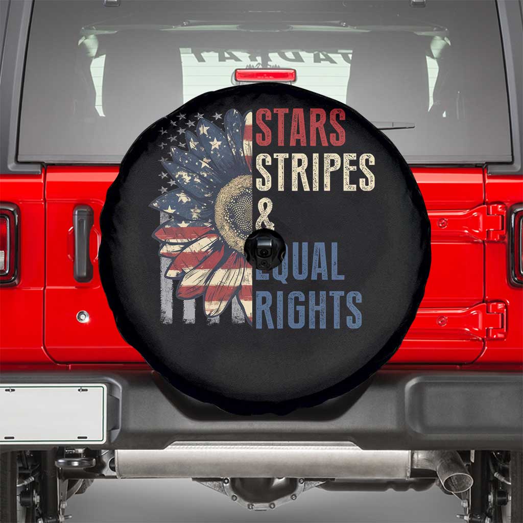 Funny Stars Stripes And Equal Rights Spare Tire Cover 4th Of July Women's Rights Sunflower - Wonder Print Shop