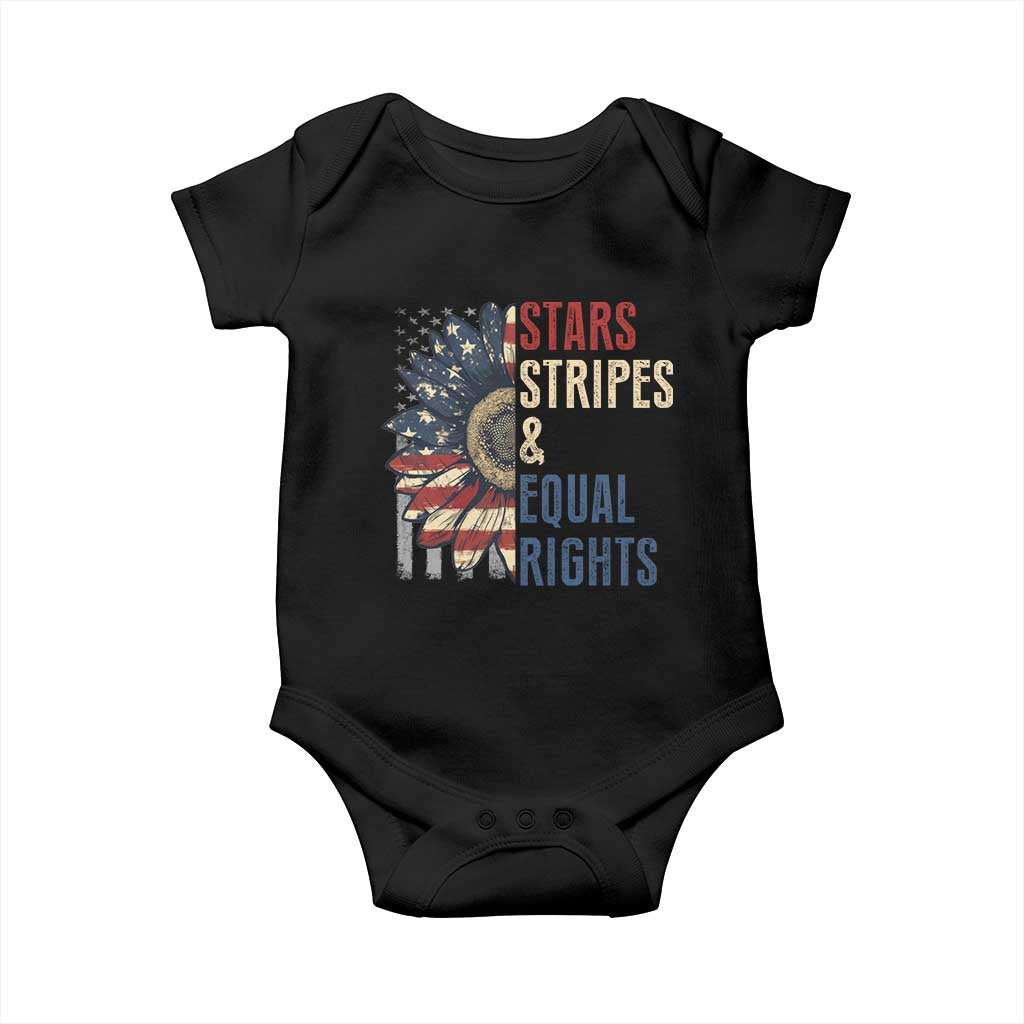 Funny Stars Stripes And Equal Rights Baby Onesie 4th Of July Women's Rights Sunflower - Wonder Print Shop