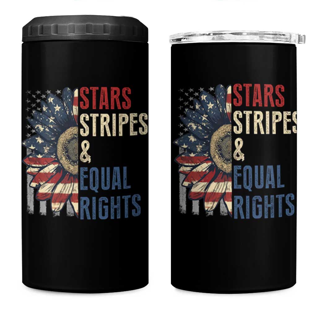 Funny Stars Stripes And Equal Rights 4 in 1 Can Cooler Tumbler 4th Of July Women's Rights Sunflower - Wonder Print Shop