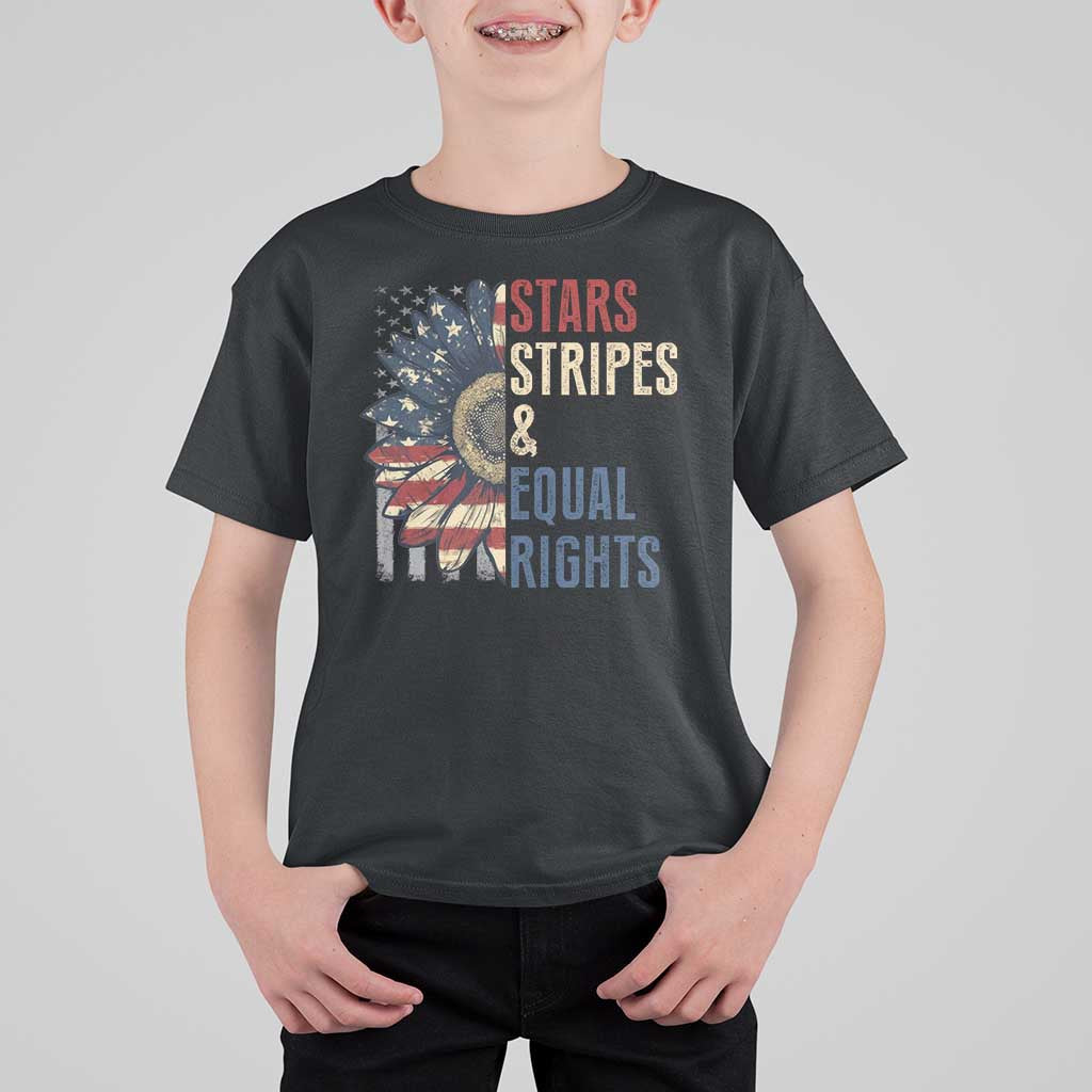 Funny Stars Stripes And Equal Rights T Shirt For Kid 4th Of July Women's Rights Sunflower - Wonder Print Shop