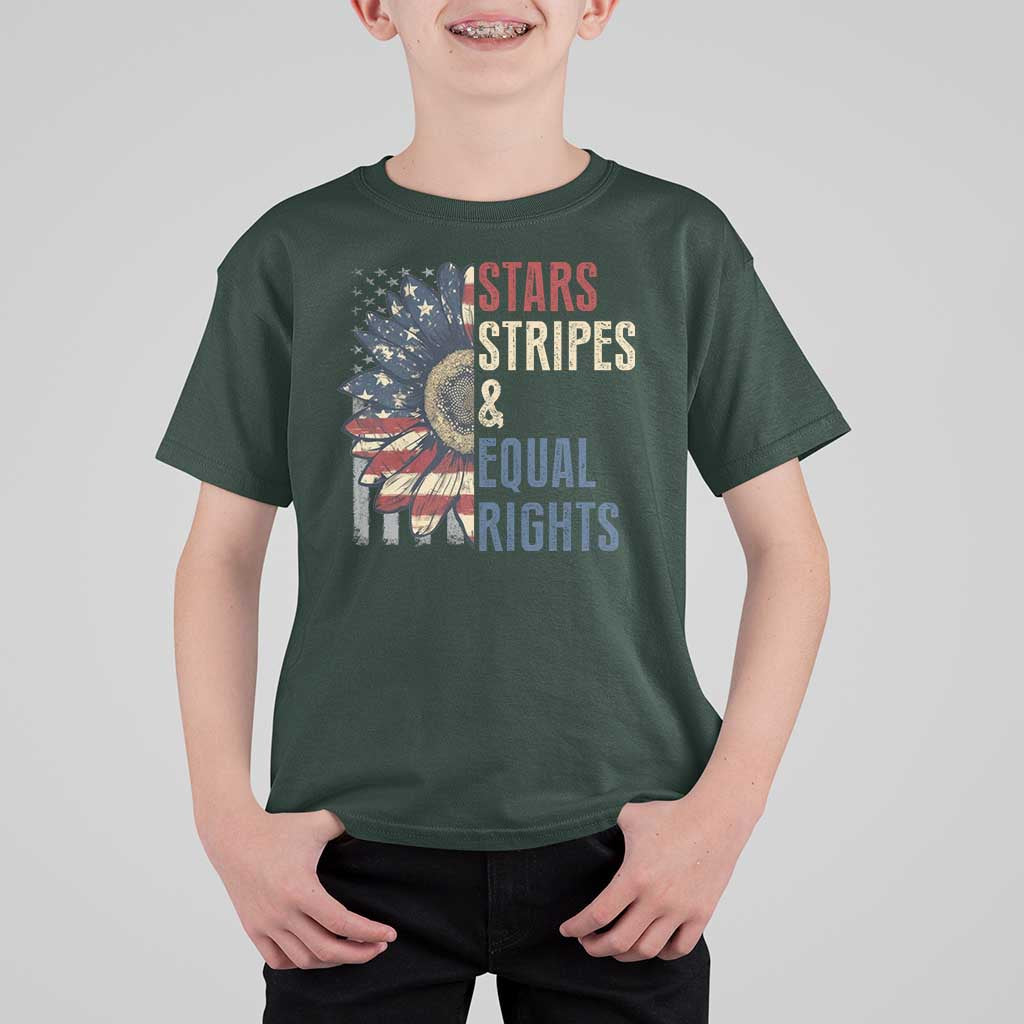 Funny Stars Stripes And Equal Rights T Shirt For Kid 4th Of July Women's Rights Sunflower - Wonder Print Shop