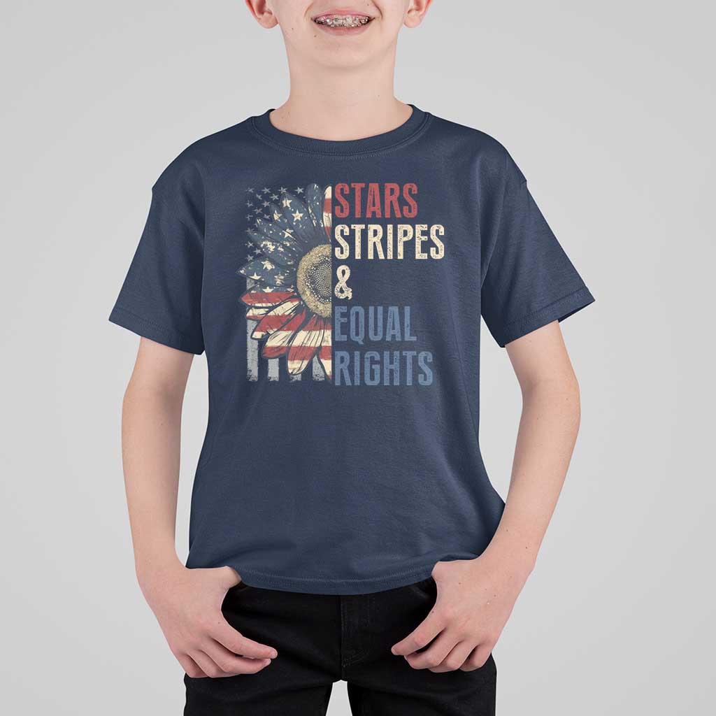 Funny Stars Stripes And Equal Rights T Shirt For Kid 4th Of July Women's Rights Sunflower - Wonder Print Shop