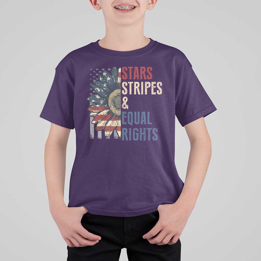 Funny Stars Stripes And Equal Rights T Shirt For Kid 4th Of July Women's Rights Sunflower - Wonder Print Shop