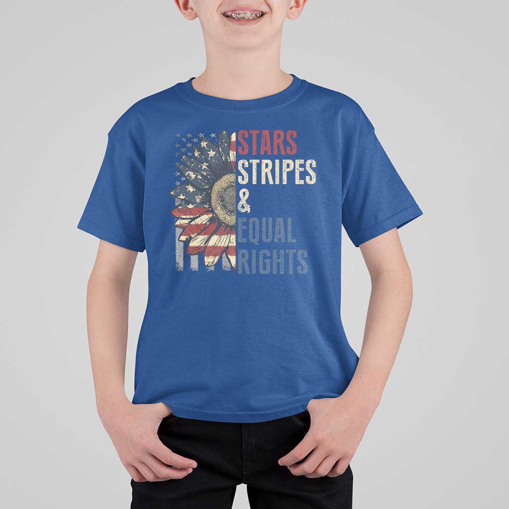 Funny Stars Stripes And Equal Rights T Shirt For Kid 4th Of July Women's Rights Sunflower - Wonder Print Shop