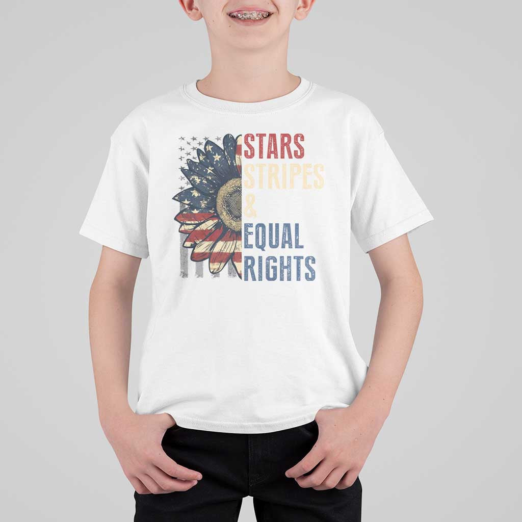 Funny Stars Stripes And Equal Rights T Shirt For Kid 4th Of July Women's Rights Sunflower - Wonder Print Shop