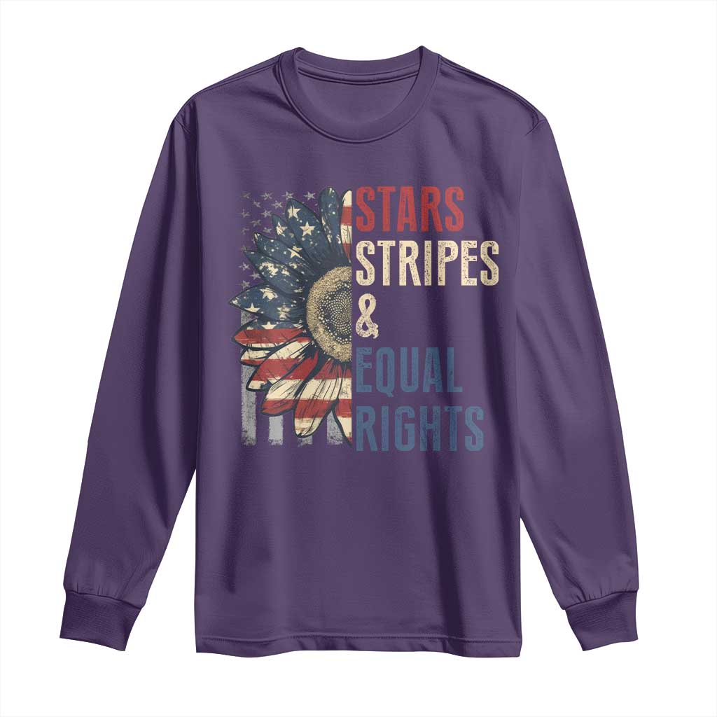 Funny Stars Stripes And Equal Rights Long Sleeve Shirt 4th Of July Women's Rights Sunflower - Wonder Print Shop