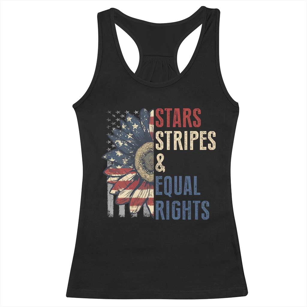 Funny Stars Stripes And Equal Rights Racerback Tank Top 4th Of July Women's Rights Sunflower - Wonder Print Shop