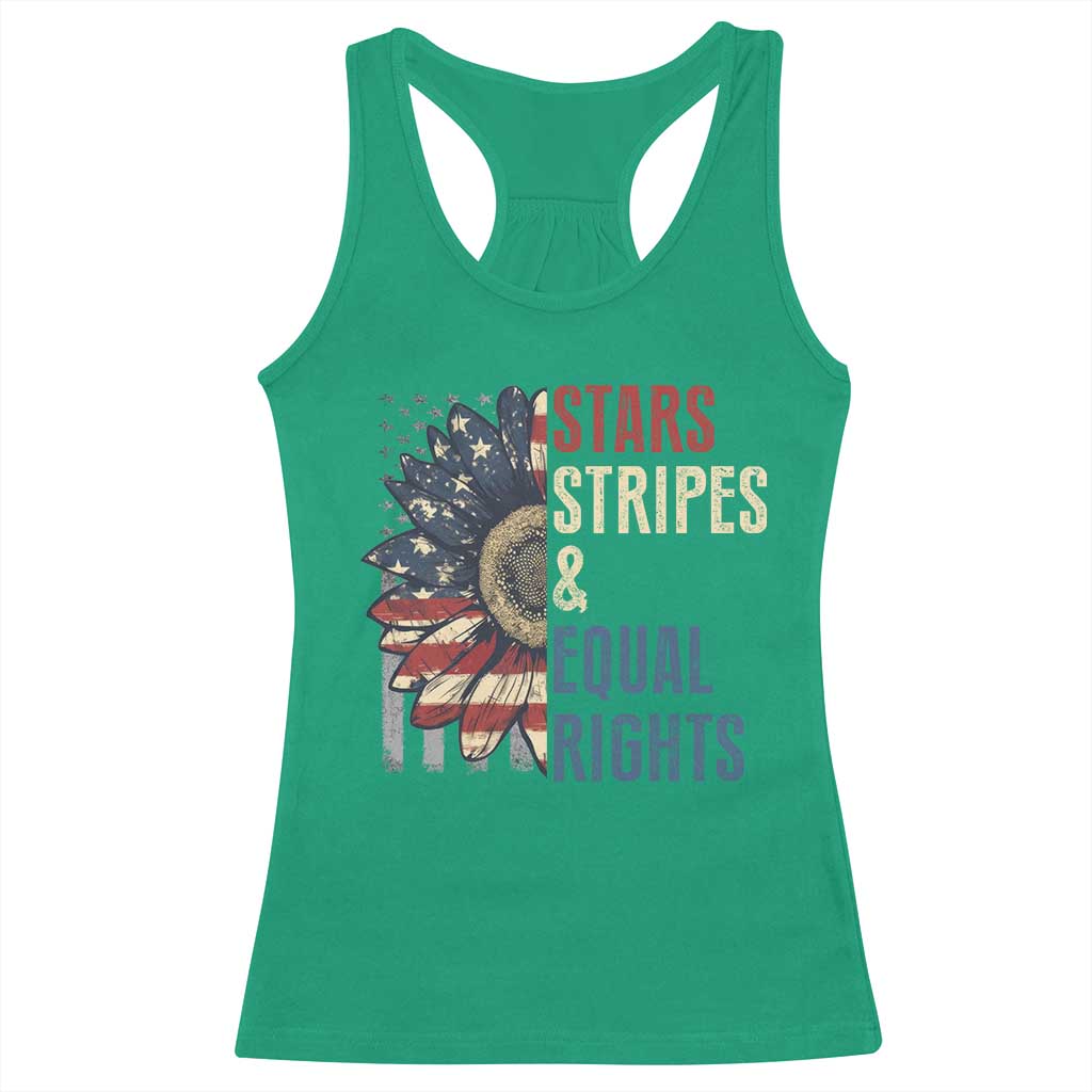 Funny Stars Stripes And Equal Rights Racerback Tank Top 4th Of July Women's Rights Sunflower - Wonder Print Shop