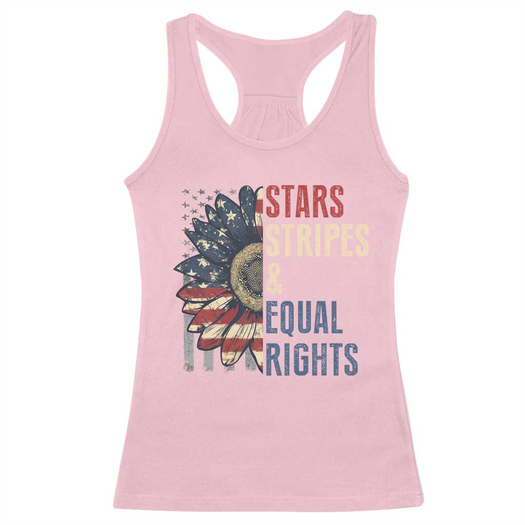 Funny Stars Stripes And Equal Rights Racerback Tank Top 4th Of July Women's Rights Sunflower - Wonder Print Shop