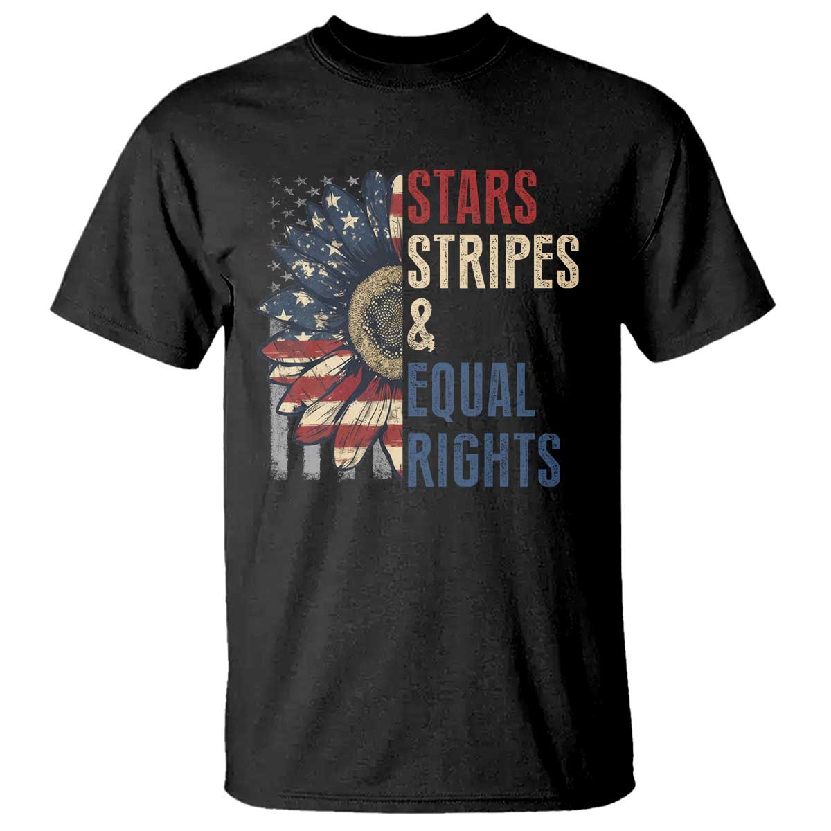 Funny Stars Stripes And Equal Rights T Shirt 4th Of July Women's Rights Sunflower - Wonder Print Shop