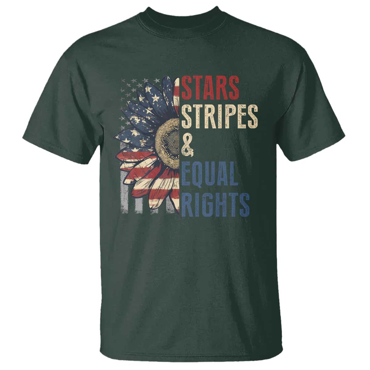 Funny Stars Stripes And Equal Rights T Shirt 4th Of July Women's Rights Sunflower - Wonder Print Shop