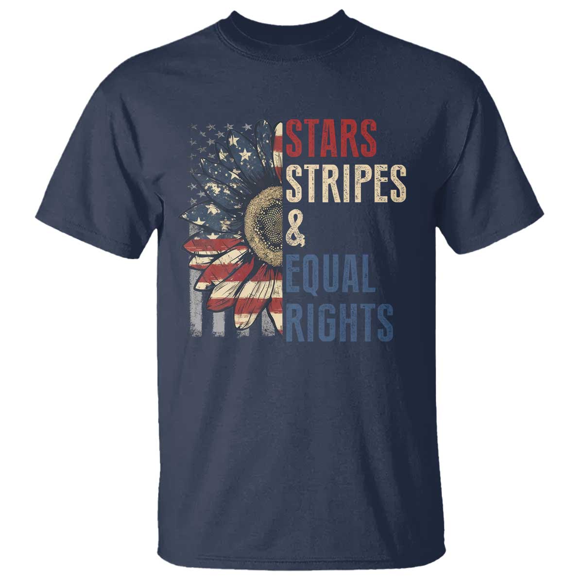 Funny Stars Stripes And Equal Rights T Shirt 4th Of July Women's Rights Sunflower - Wonder Print Shop