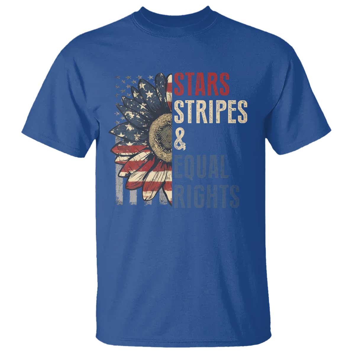 Funny Stars Stripes And Equal Rights T Shirt 4th Of July Women's Rights Sunflower - Wonder Print Shop