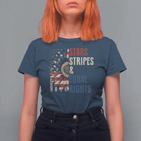 Funny Stars Stripes And Equal Rights T Shirt For Women 4th Of July Women's Rights Sunflower - Wonder Print Shop