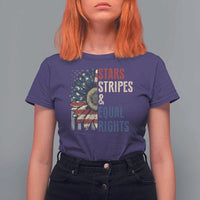 Funny Stars Stripes And Equal Rights T Shirt For Women 4th Of July Women's Rights Sunflower - Wonder Print Shop