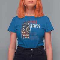 Funny Stars Stripes And Equal Rights T Shirt For Women 4th Of July Women's Rights Sunflower - Wonder Print Shop