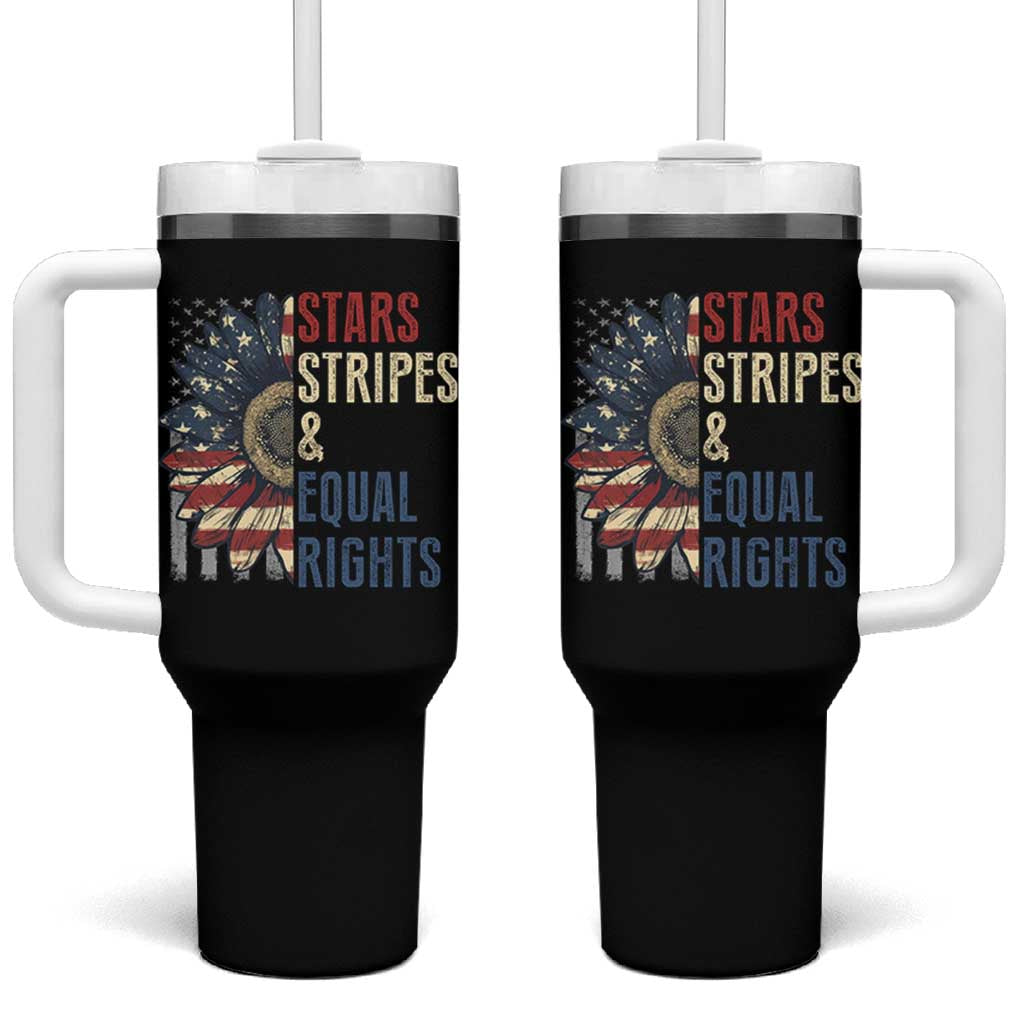 Funny Stars Stripes And Equal Rights Tumbler With Handle 4th Of July Women's Rights Sunflower - Wonder Print Shop