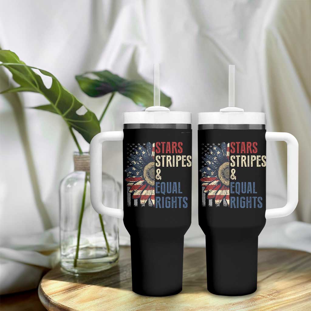 Funny Stars Stripes And Equal Rights Tumbler With Handle 4th Of July Women's Rights Sunflower - Wonder Print Shop