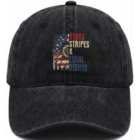 Funny Stars Stripes And Equal Rights Washed Cotton Baseball Cap 4th Of July Women's Rights Sunflower