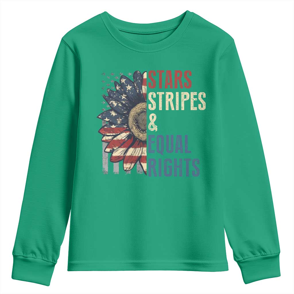 Funny Stars Stripes And Equal Rights Youth Sweatshirt 4th Of July Women's Rights Sunflower - Wonder Print Shop
