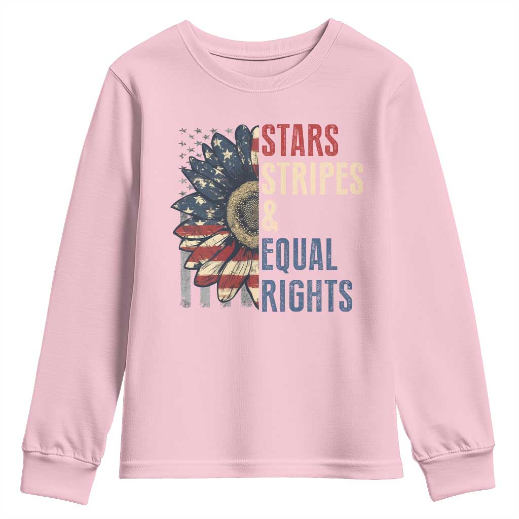 Funny Stars Stripes And Equal Rights Youth Sweatshirt 4th Of July Women's Rights Sunflower - Wonder Print Shop