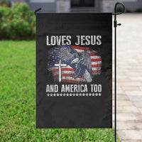 Funny Loves Jesus And America Too Garden Flag 4th Of July Patriotic Christian Eagle American Flag - Wonder Print Shop