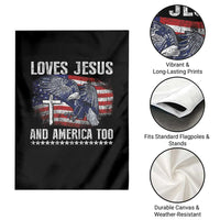 Funny Loves Jesus And America Too Garden Flag 4th Of July Patriotic Christian Eagle American Flag - Wonder Print Shop