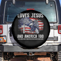 Funny Loves Jesus And America Too Spare Tire Cover 4th Of July Patriotic Christian Eagle American Flag - Wonder Print Shop