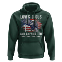Funny Loves Jesus And America Too Hoodie 4th Of July Patriotic Christian Eagle American Flag - Wonder Print Shop