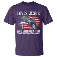 Funny Loves Jesus And America Too T Shirt 4th Of July Patriotic Christian Eagle American Flag - Wonder Print Shop
