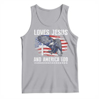 Funny Loves Jesus And America Too Tank Top 4th Of July Patriotic Christian Eagle American Flag - Wonder Print Shop