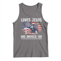 Funny Loves Jesus And America Too Tank Top 4th Of July Patriotic Christian Eagle American Flag - Wonder Print Shop