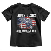 Funny Loves Jesus And America Too Toddler T Shirt 4th Of July Patriotic Christian Eagle American Flag - Wonder Print Shop