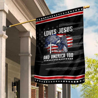 Funny Loves Jesus And America Too Garden Flag 4th Of July Patriotic Christian Eagle American Flag