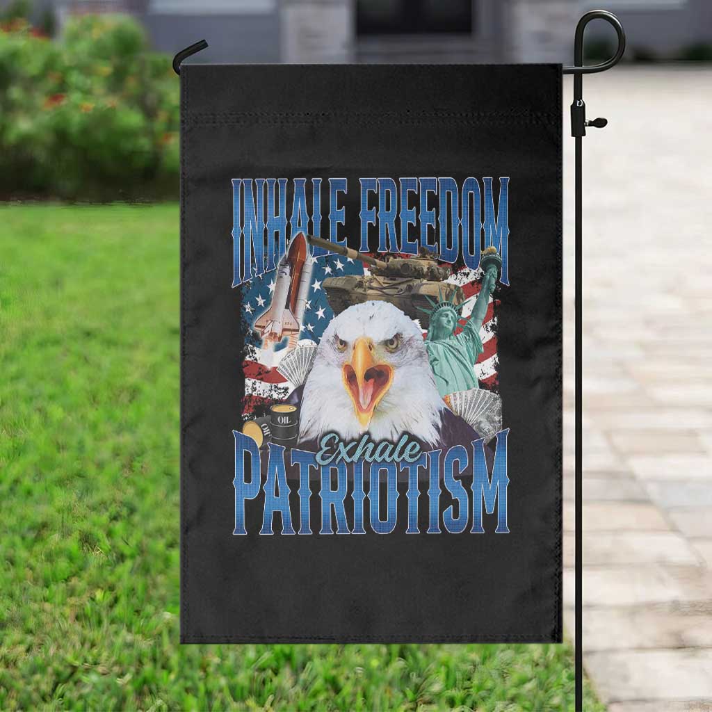 Funny Inhale Freedom Exhale Patriotism Garden Flag American Pride Eagle 4th Of July - Wonder Print Shop