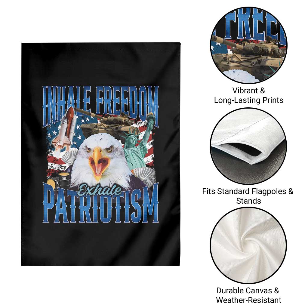 Funny Inhale Freedom Exhale Patriotism Garden Flag American Pride Eagle 4th Of July - Wonder Print Shop