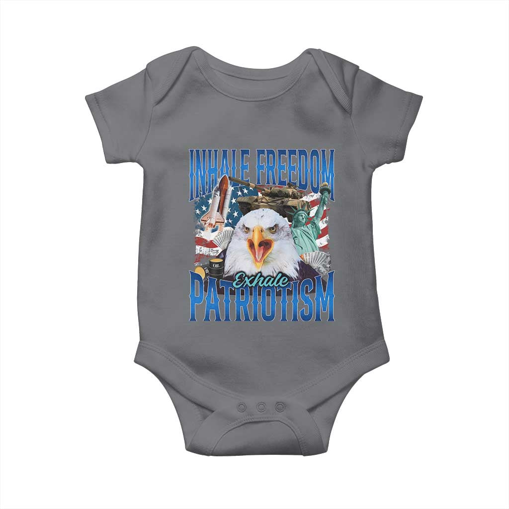 Funny Inhale Freedom Exhale Patriotism Baby Onesie American Pride Eagle 4th Of July - Wonder Print Shop