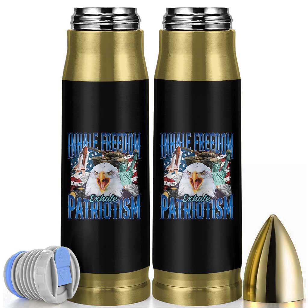 Funny Inhale Freedom Exhale Patriotism Bullet Tumbler American Pride Eagle 4th Of July - Wonder Print Shop