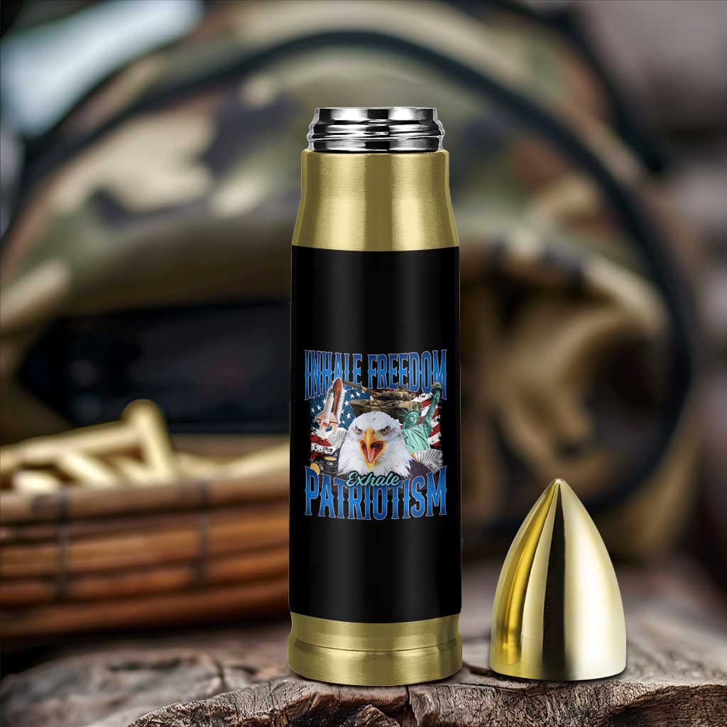 Funny Inhale Freedom Exhale Patriotism Bullet Tumbler American Pride Eagle 4th Of July - Wonder Print Shop