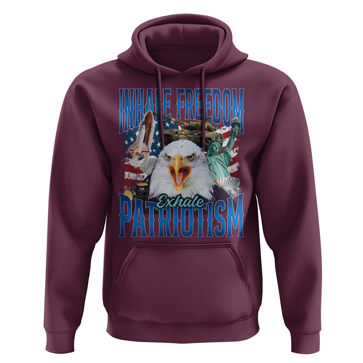 Funny Inhale Freedom Exhale Patriotism Hoodie American Pride Eagle 4th Of July - Wonder Print Shop