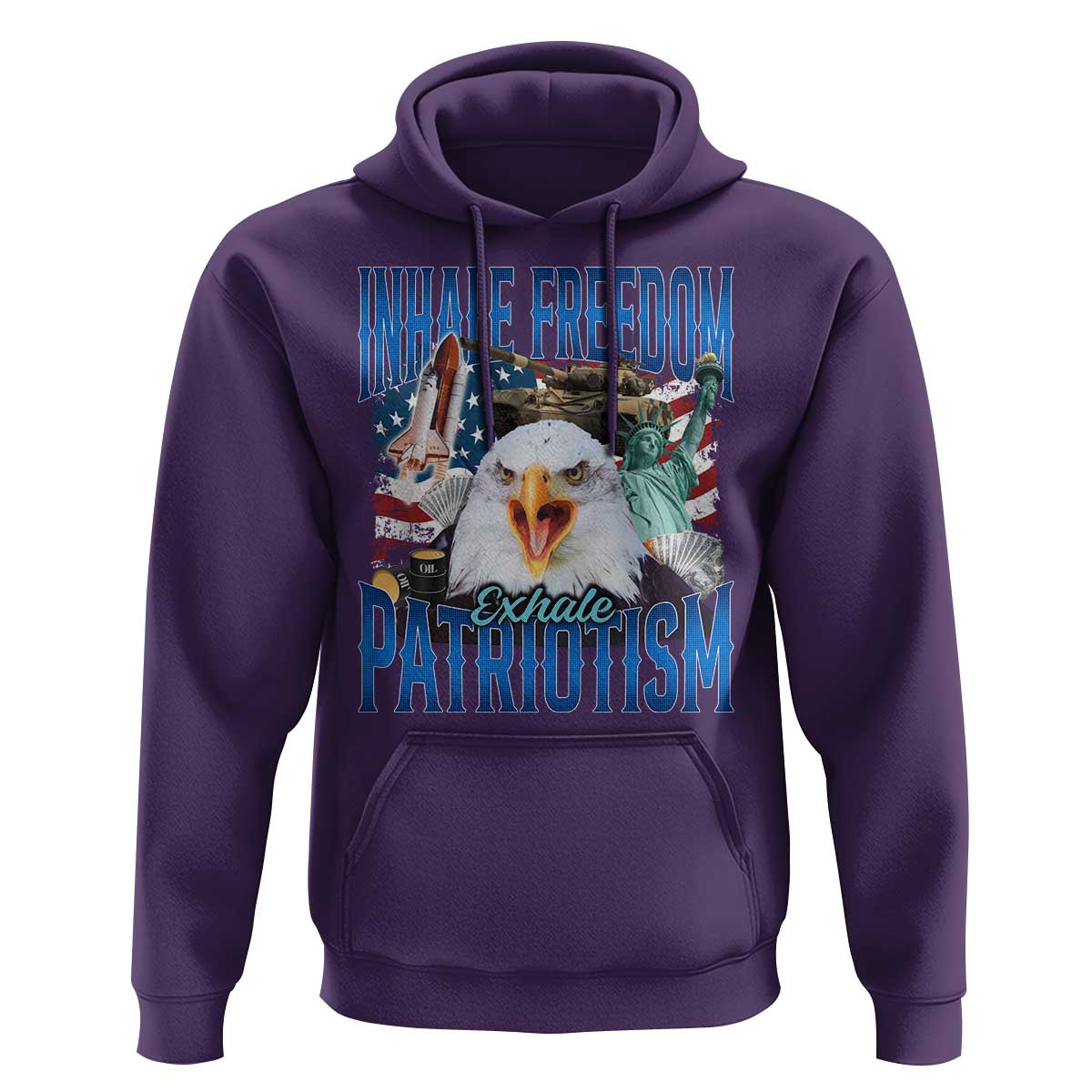 Funny Inhale Freedom Exhale Patriotism Hoodie American Pride Eagle 4th Of July - Wonder Print Shop