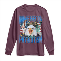 Funny Inhale Freedom Exhale Patriotism Long Sleeve Shirt American Pride Eagle 4th Of July - Wonder Print Shop