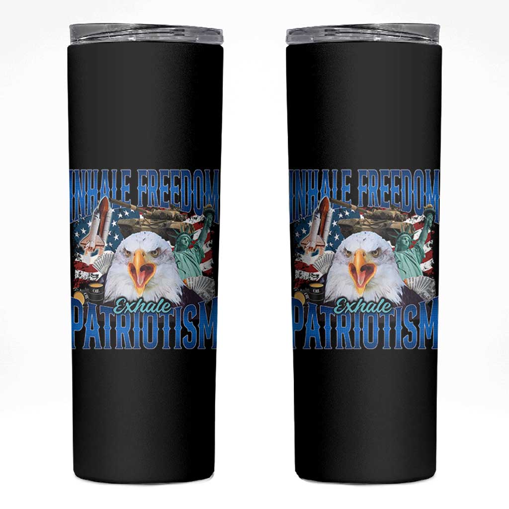 Funny Inhale Freedom Exhale Patriotism Skinny Tumbler American Pride Eagle 4th Of July - Wonder Print Shop